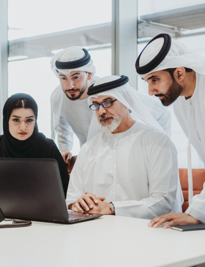 Team discussing in an office